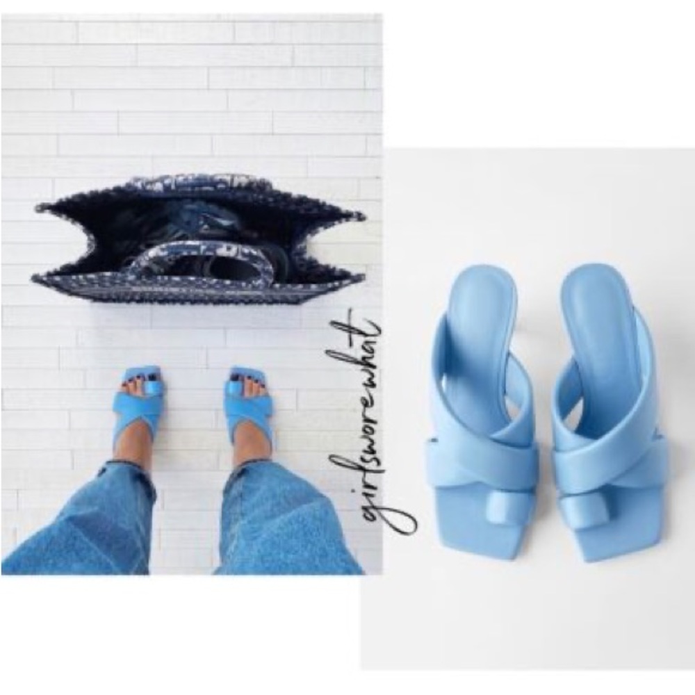 Zara padded heeled leather sandals 38